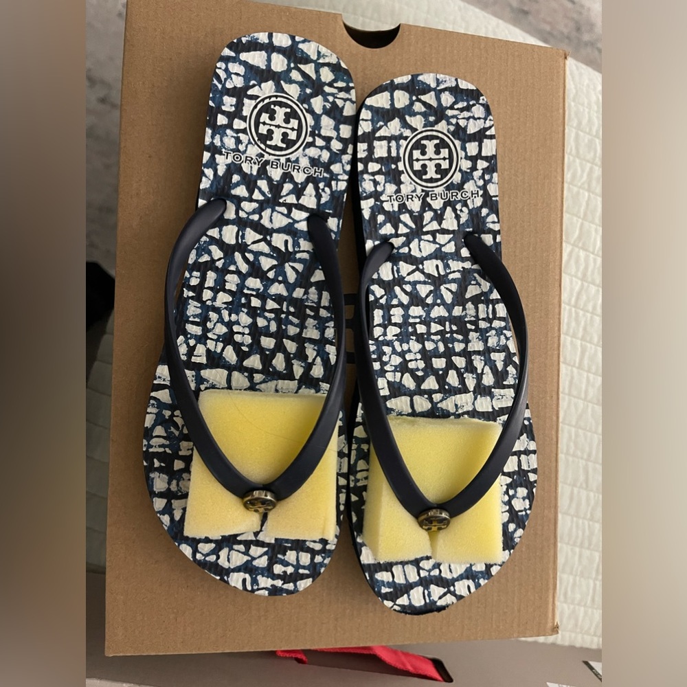 Tory Burch blue flip flops